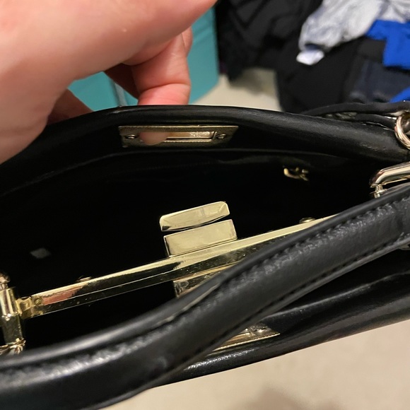 Black Purse with Python Print Strap - Picture 4 of 6